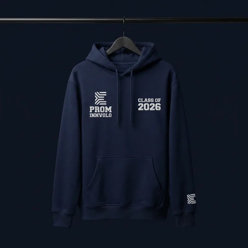 Hoodie de promoción de grado de INNVOLO, listo para personalizar con el logo del curso